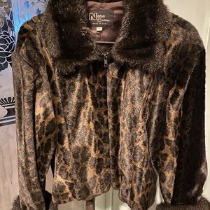 Mini Faux Fur Brown leopard spots Jacket